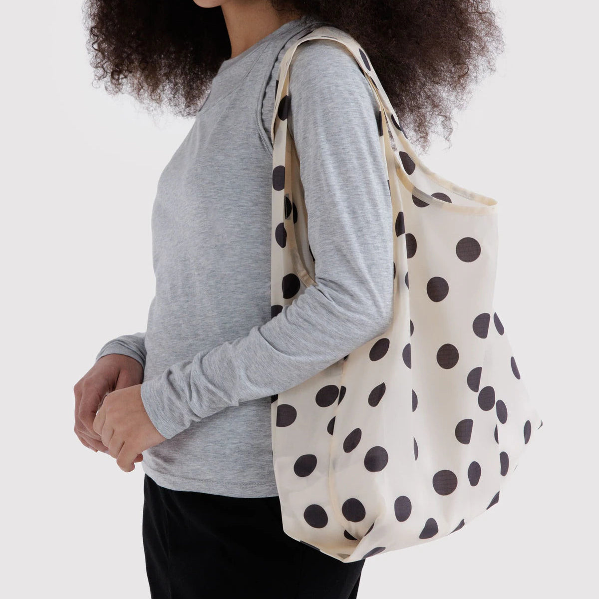 Baggu Standard Reusable Bag - Cream and Black Polka Dot