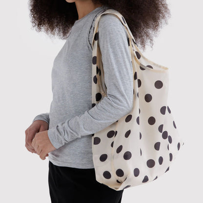 Baggu Standard Reusable Bag - Cream and Black Polka Dot