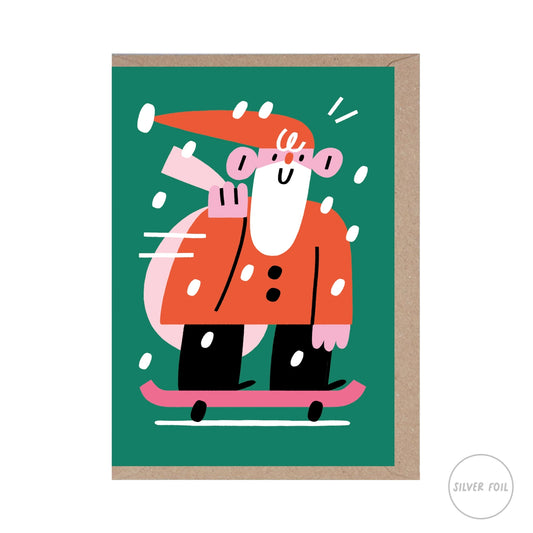 Skating Santa Card