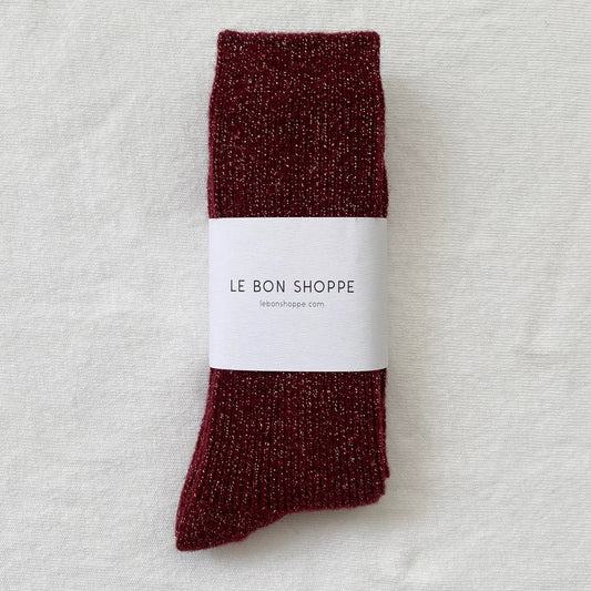 Le Bon Shoppe Winter Sparkle Socks - Wine