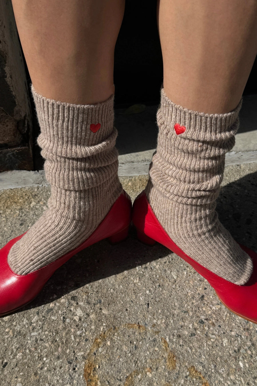 Le Bon Shoppe Embroidered Snow Socks - Tan