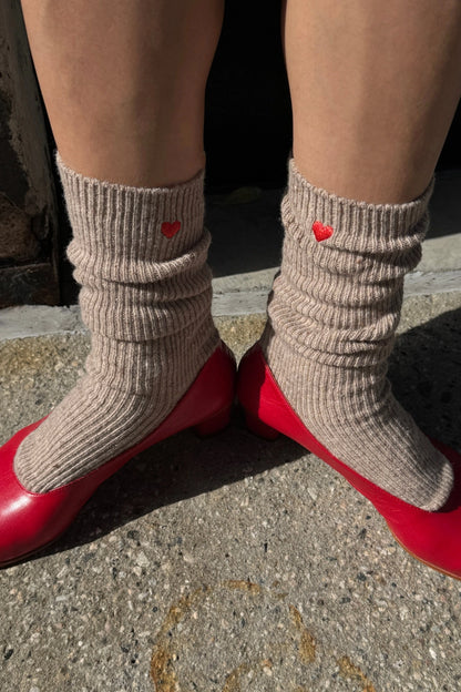 Le Bon Shoppe Embroidered Snow Socks - Tan