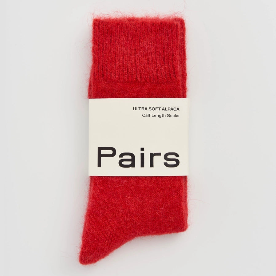 Pairs Ultra Soft Alpaca Socks - Postbox Red
