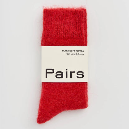 Pairs Ultra Soft Alpaca Socks - Postbox Red