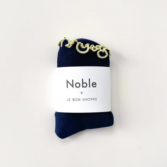 Le Bon Shoppe X Noble Petit Ruffle Socks - Navy & Butter