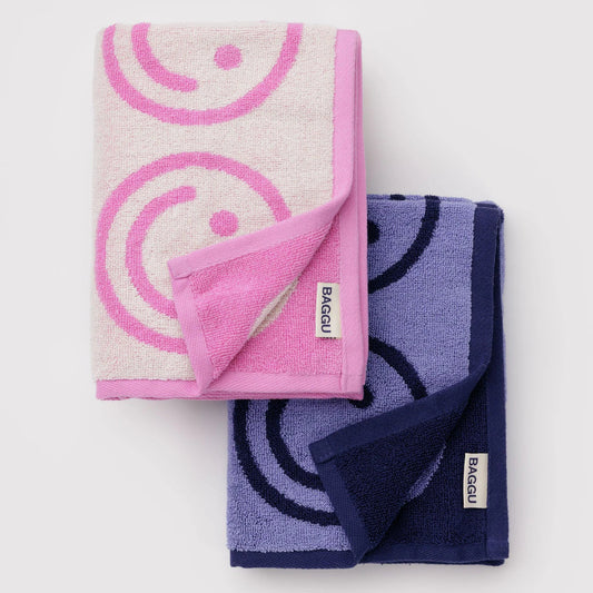 Baggu Hand Towel Set of 2 - Happy Pink Blue
