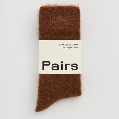 Pairs Ultra Soft Alpaca Socks - Chestnut Brown