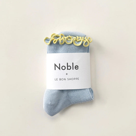 Le Bon Shoppe X Noble Petit Ruffle Socks - Baby Blue & Butter