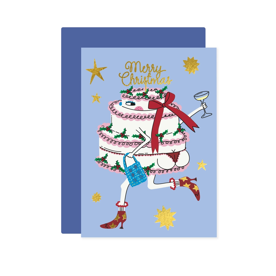 Christmas Cake In Boots Card