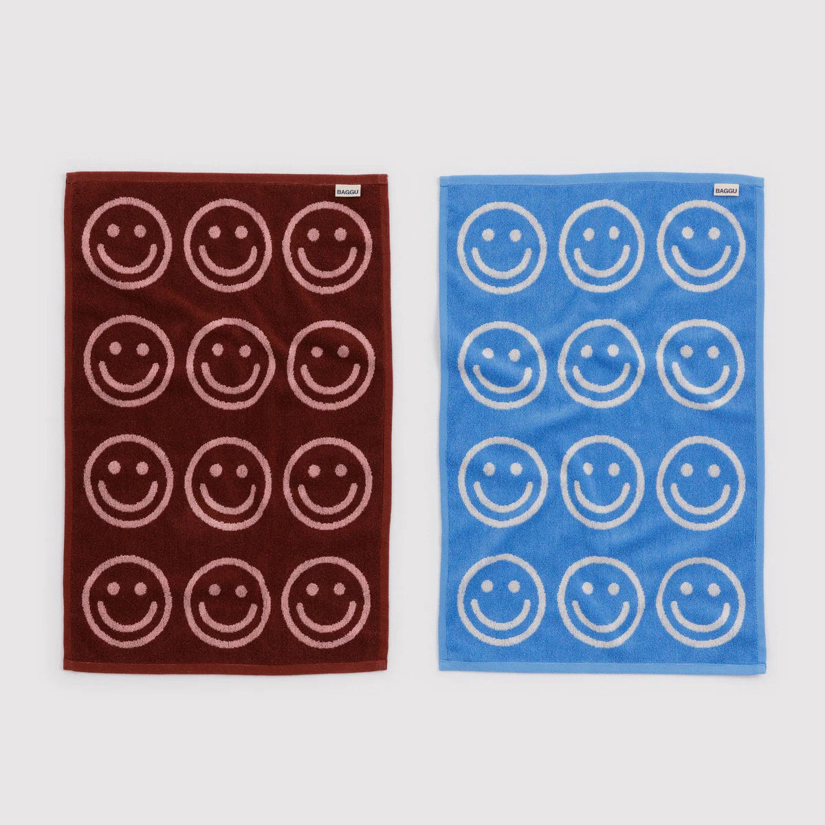 Baggu Hand Towel Set of 2 - Sky Blue and Blush Happy