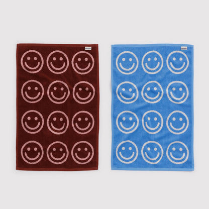 Baggu Hand Towel Set of 2 - Sky Blue and Blush Happy
