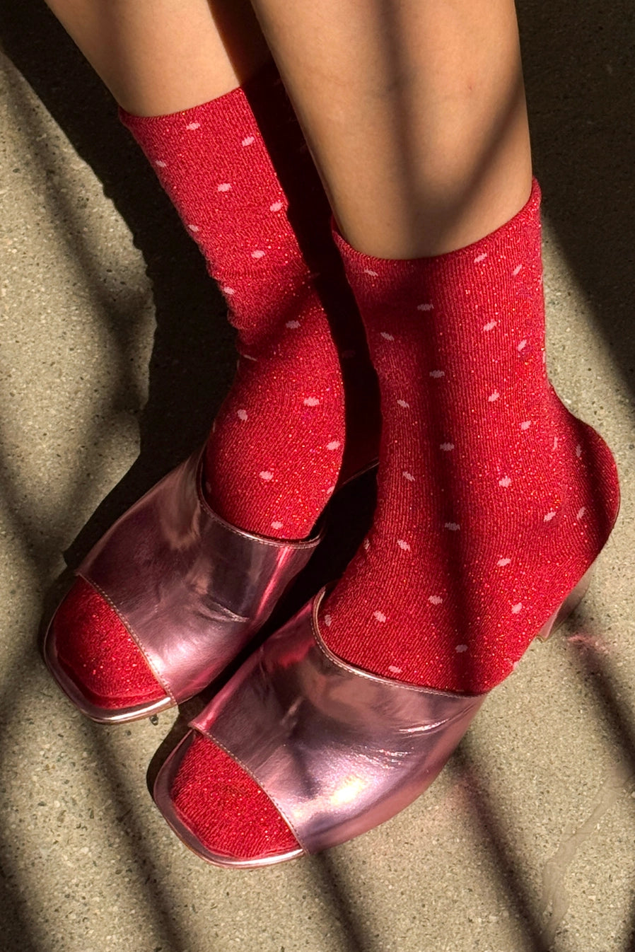 Le Bon Shoppe Glitter Sneaker Socks - Red