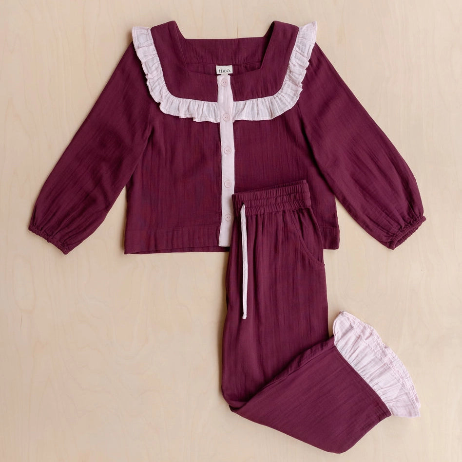 TBCo Pyjamas - Burgundy Ruffle