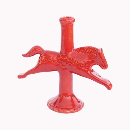 Dala Horse Candlestick Holder - Ruby Red