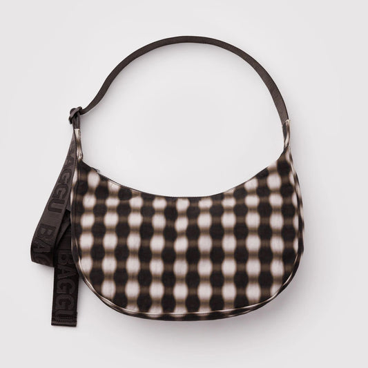 Baggu Medium Crescent Bag - Blurred Gingham Brown