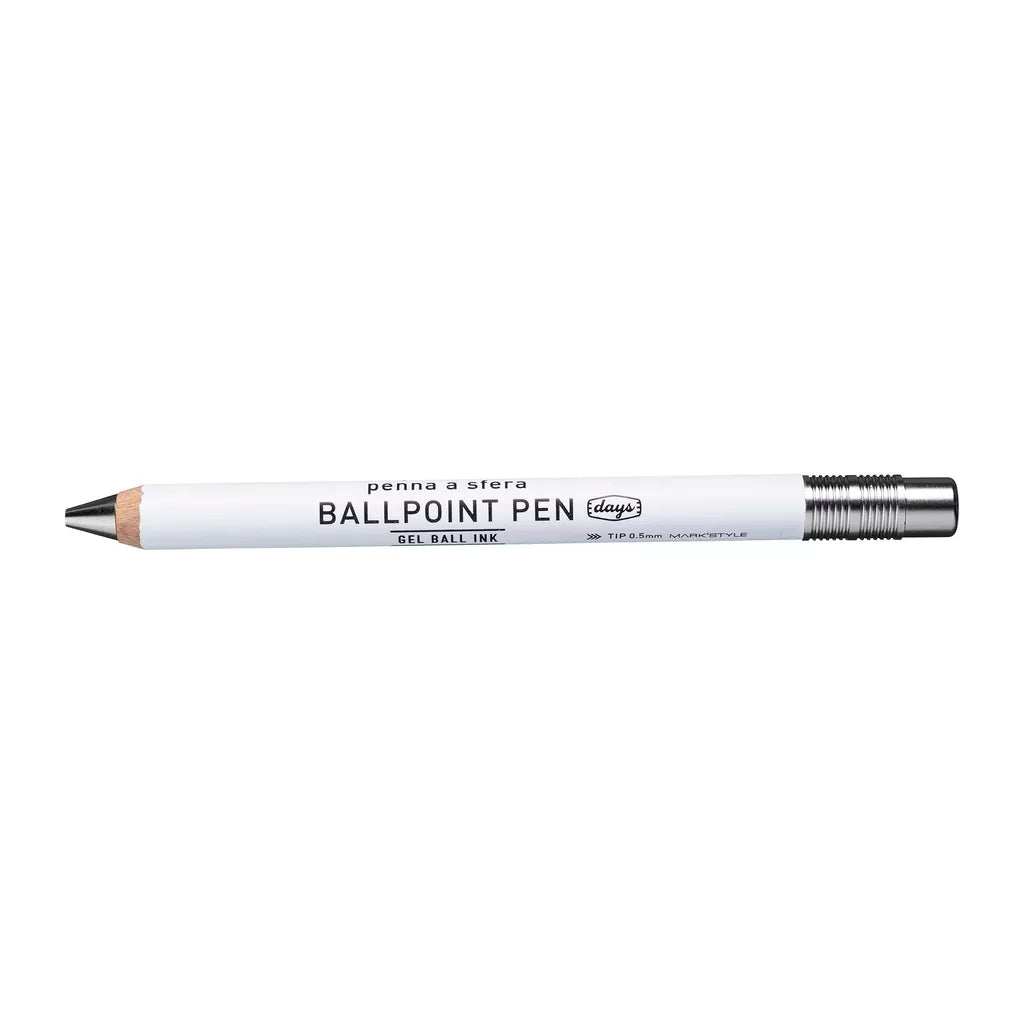 Days Gel Wood Ball Pen - White