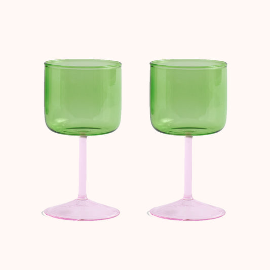 HAY Tint Wine Glass Set of 2 - Green & Pink