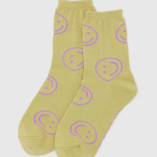 Baggu Crew Socks - Happy Straw