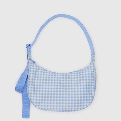 Baggu Medium Crescent Bag - Light Blue Gingham