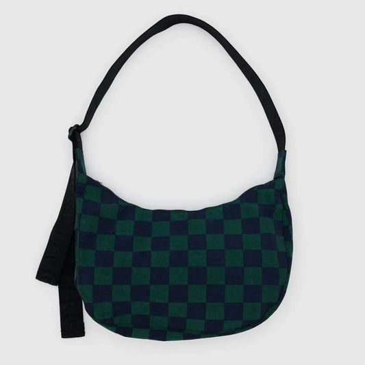 Baggu Medium Crescent Bag - Navy Green Check