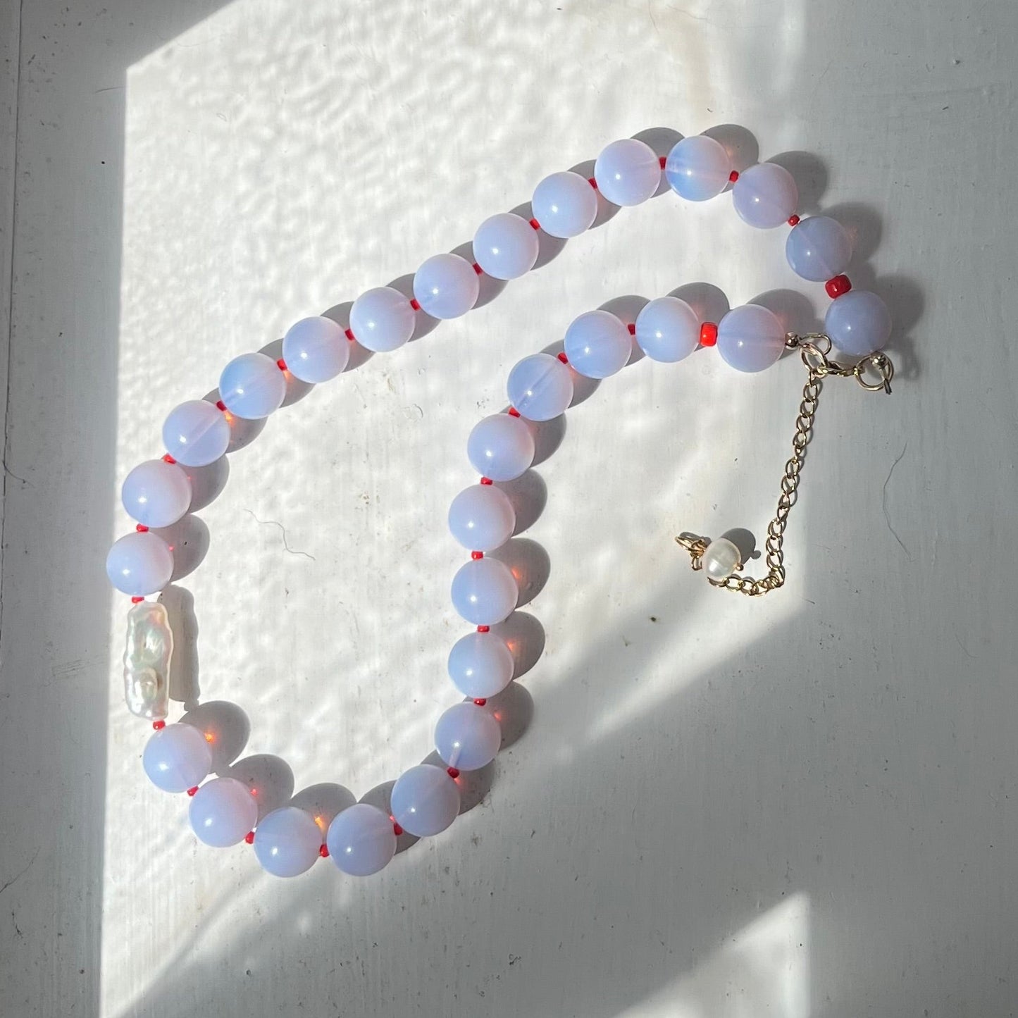 Hattie Buzzard Necklace - Opal Lilac & Cherry Red