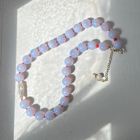 Hattie Buzzard Necklace - Opal Lilac & Cherry Red