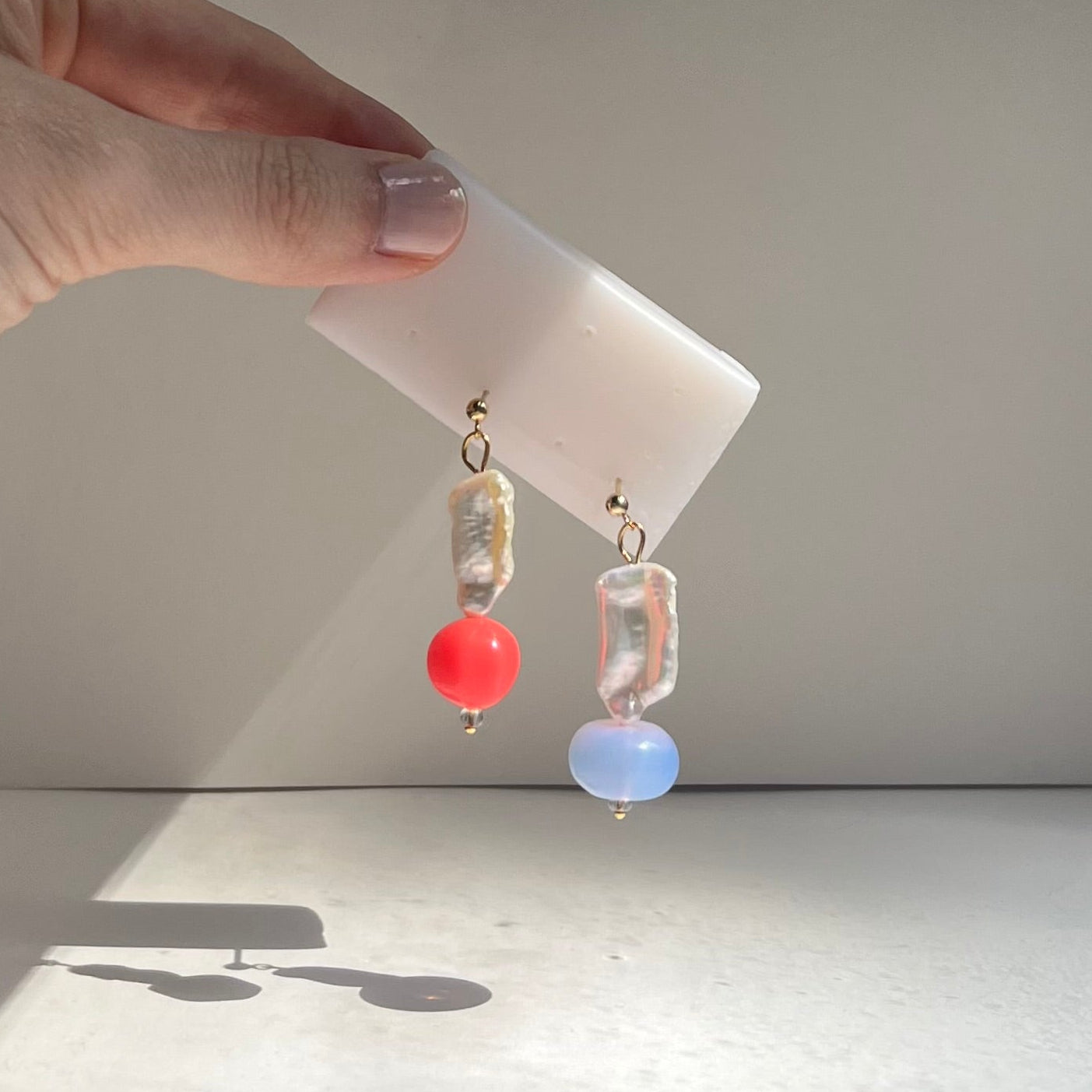 Hattie Buzzard Earrings - Pearl Cloud Lilac & Coral